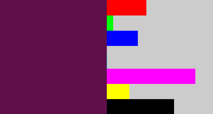 Hex color #5f104b - grape purple