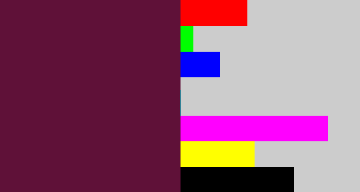 Hex color #5f1138 - plum