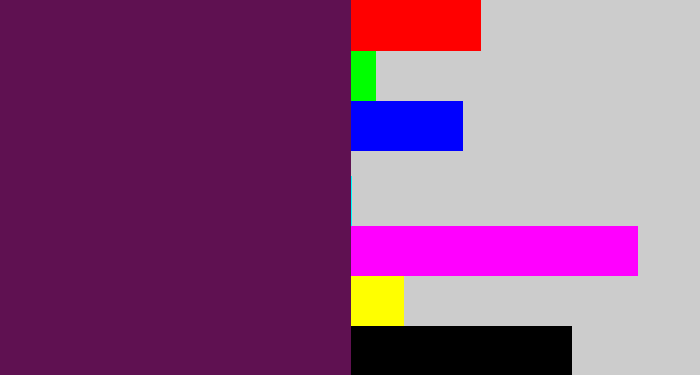 Hex color #5f1151 - grape purple