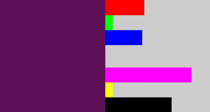 Hex color #5f1158 - grape purple