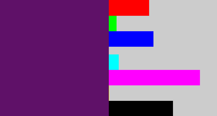 Hex color #5f1168 - grape purple