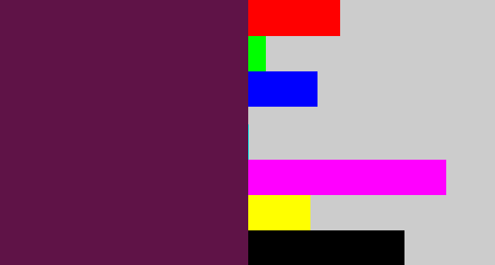 Hex color #5f1347 - plum