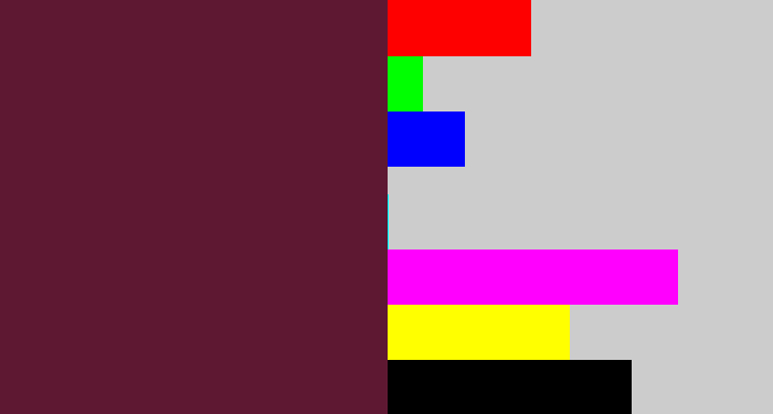 Hex color #5f1832 - plum