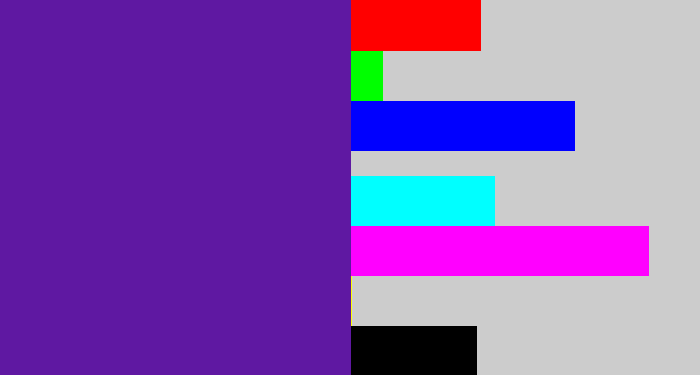 Hex color #5f18a2 - purple