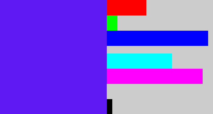 Hex color #5f19f3 - purplish blue