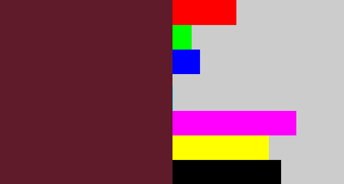 Hex color #5f1b2a - plum