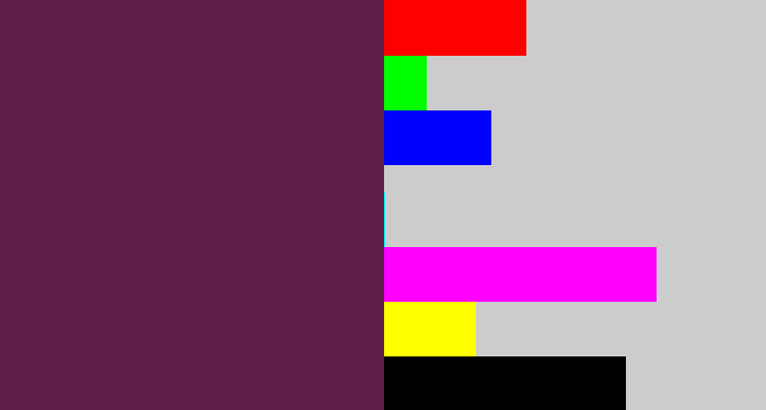 Hex color #5f1c48 - grape purple