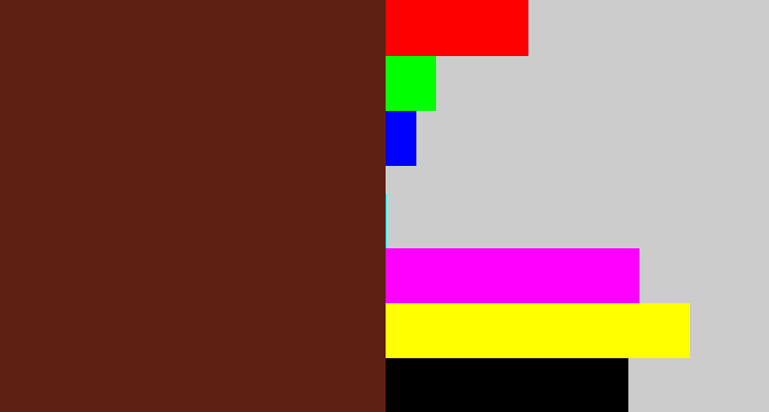 Hex color #5f2014 - reddy brown