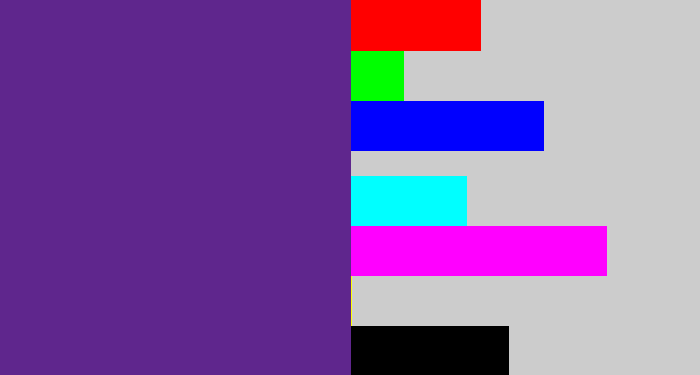 Hex color #5f268d - purple