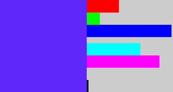Hex color #5f27fa - purplish blue