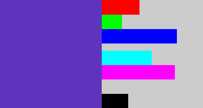 Hex color #5f34bc - bluey purple