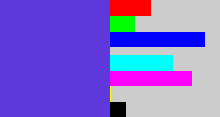 Hex color #5f38db - purpley blue