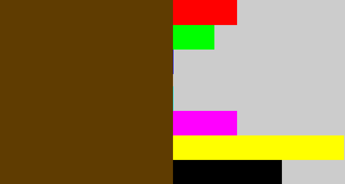 Hex color #5f3c01 - brown