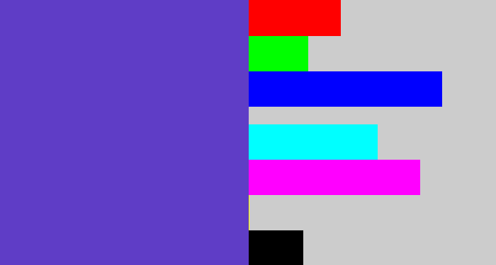 Hex color #5f3dc6 - bluey purple