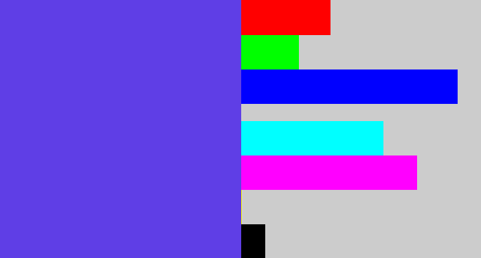 Hex color #5f3ee6 - purpleish blue