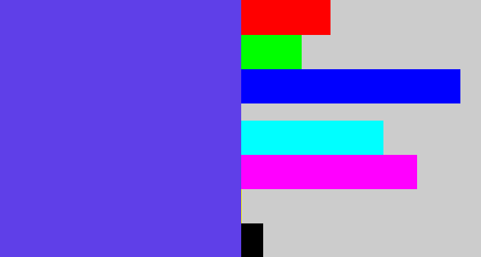 Hex color #5f3fe8 - purpleish blue