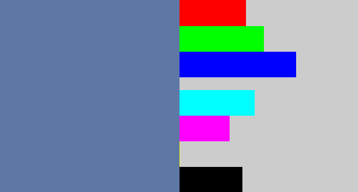 Hex color #5f77a5 - greyish blue