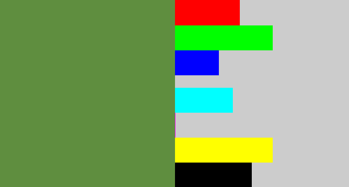 Hex color #5f8e3f - moss green