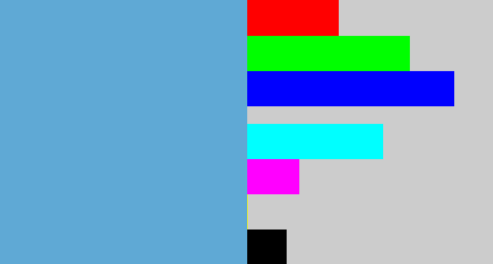 Hex color #5fa9d5 - faded blue