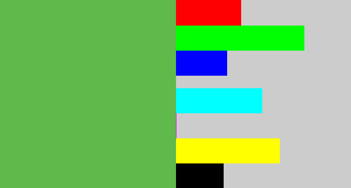 Hex color #5fb94b - fern