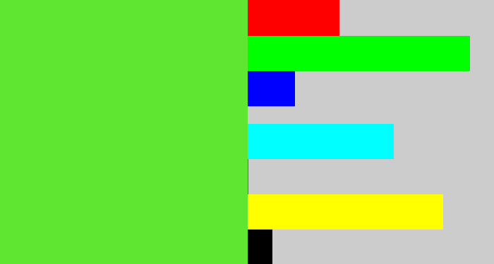 Hex color #5fe630 - toxic green