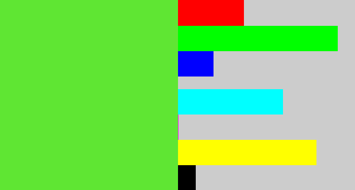 Hex color #5fe633 - toxic green