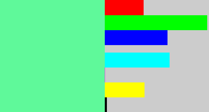 Hex color #5ff99a - light green blue