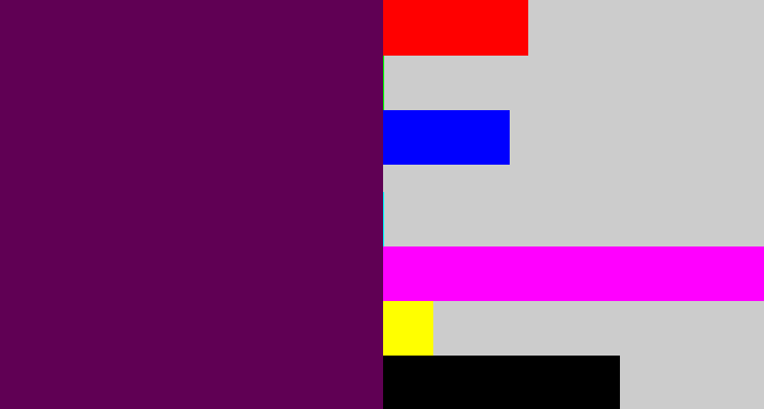 Hex color #600054 - rich purple