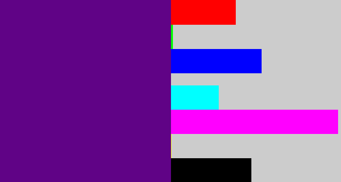 Hex color #600386 - royal purple