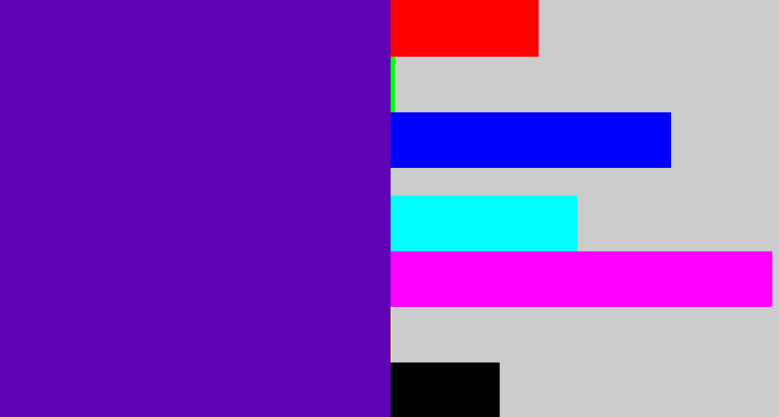 Hex color #6003b7 - violet blue