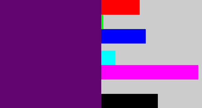 Hex color #600570 - royal purple