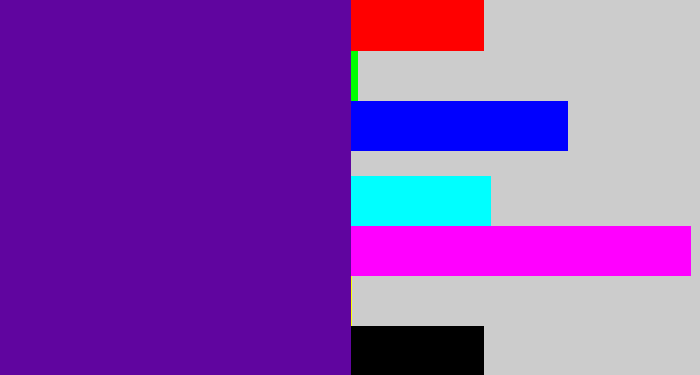 Hex color #60059f - purple