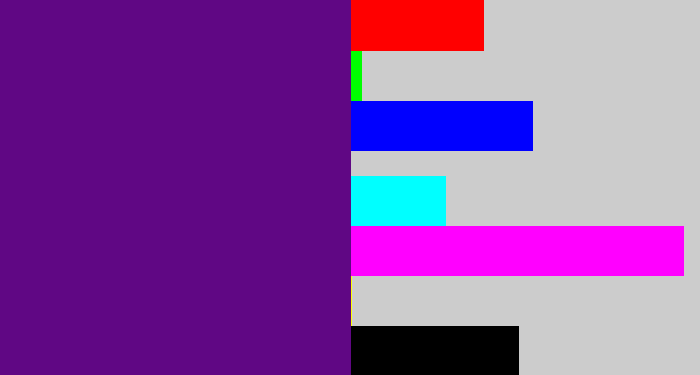 Hex color #600784 - royal purple