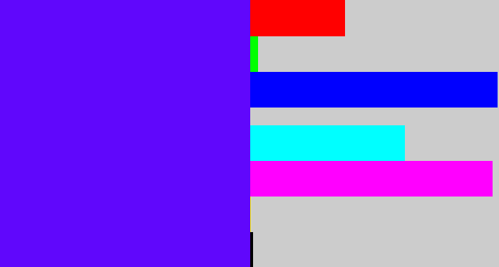 Hex color #6007fc - blue/purple