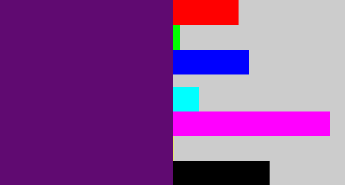 Hex color #600a71 - royal purple