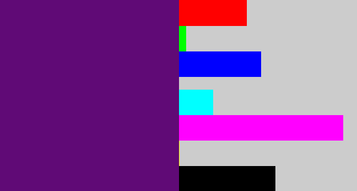 Hex color #600a76 - royal purple