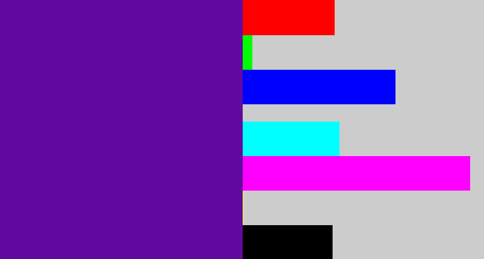 Hex color #600aa0 - purple