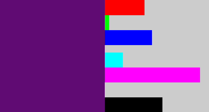Hex color #600b74 - royal purple