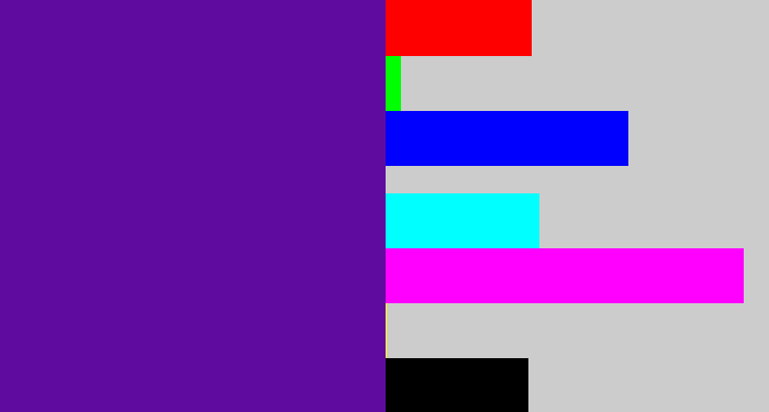 Hex color #600ba0 - purple