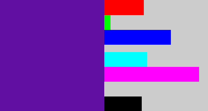 Hex color #600fa2 - purple