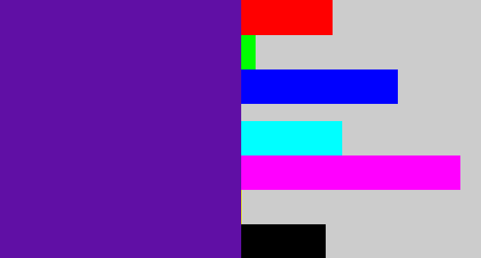 Hex color #600fa5 - purple