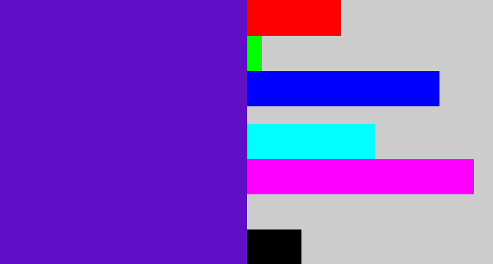 Hex color #600fc6 - violet blue