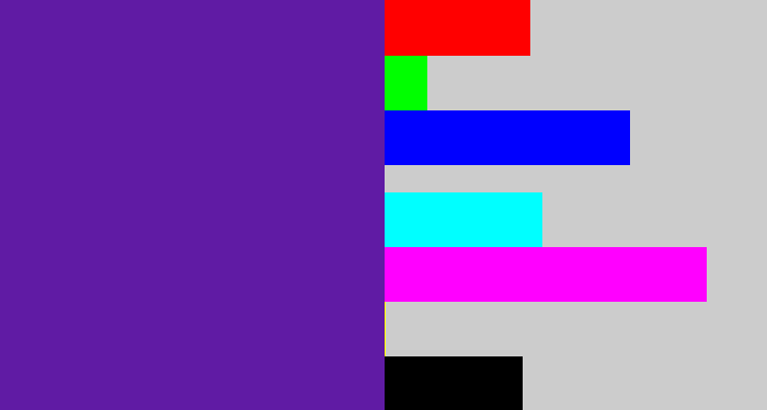 Hex color #601ba4 - purple