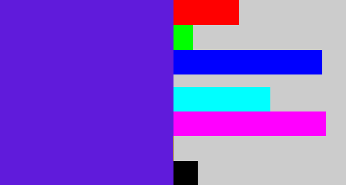 Hex color #601bdb - purple/blue