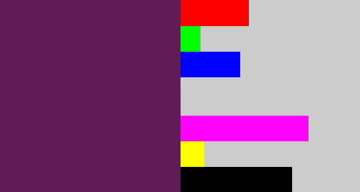Hex color #601c54 - grape purple