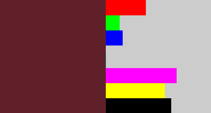 Hex color #60202a - plum