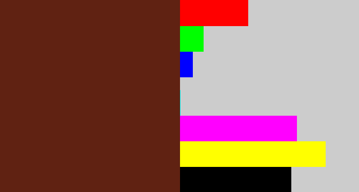 Hex color #602212 - reddy brown