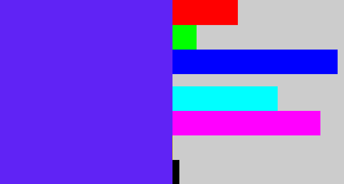 Hex color #6023f5 - purplish blue