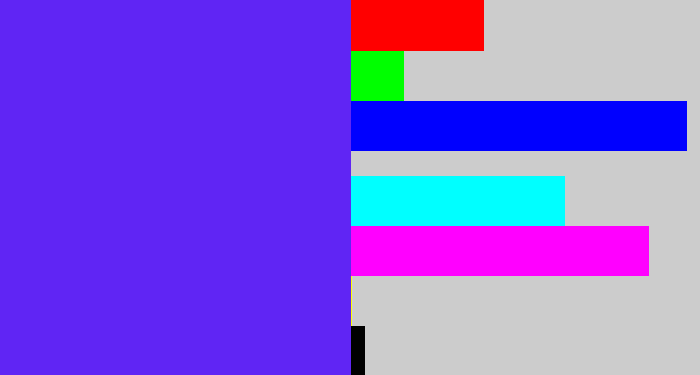 Hex color #6025f4 - purplish blue