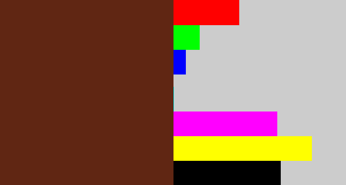 Hex color #602613 - brown